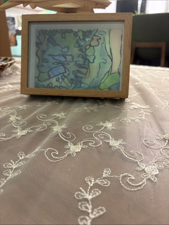 Handmade Other - Hidden hearts. Wood Frame Tabletop Art Display — Green and Blue